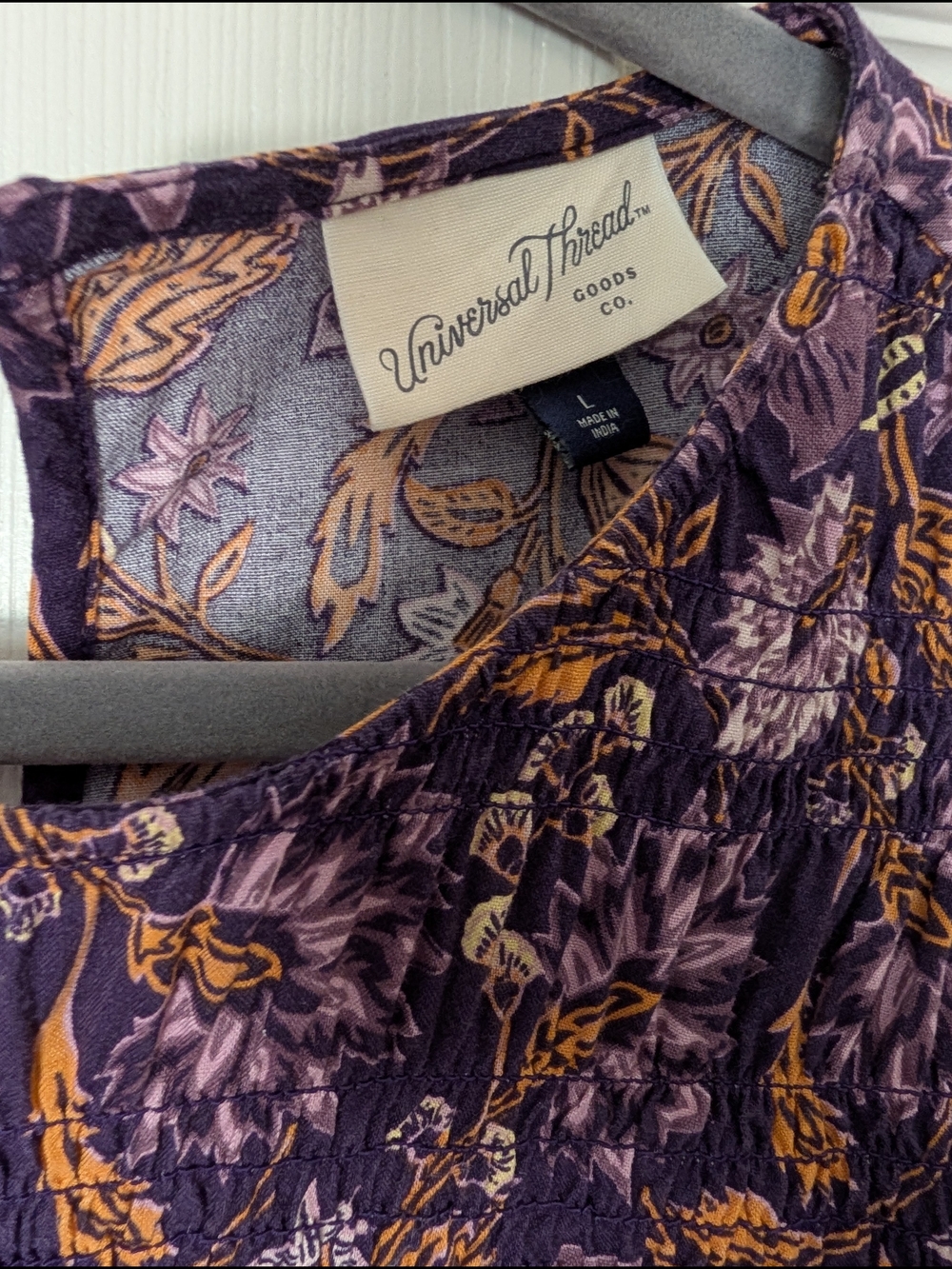 Universal Thread Purple Floral Tiered Midi Dress with Mustard Accents - Picture 2 of 2